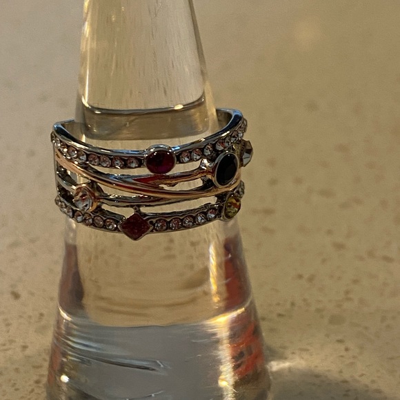 Sterling silver over cooper multi color ring. 4 different color simulated stones - Picture 10 of 13